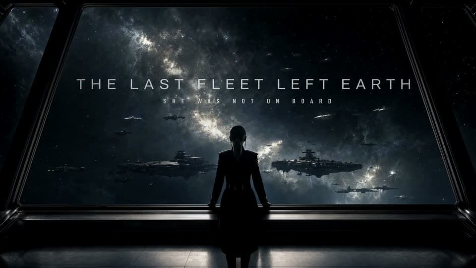 MiniMax H3 video example showing a lone figure facing a space fleet