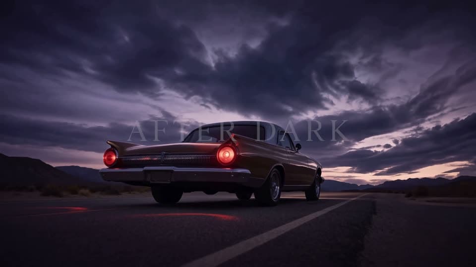 MiniMax H3 video example showing a vintage car beneath a stormy desert sky